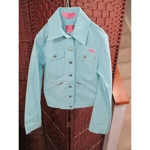 NWT Women's Light Blue Denim Stretch Button Front Jacket Mio Mio Size Small